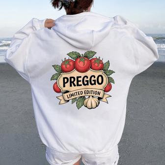 Cute Preggo Pregnancy Annoucement Tomato Sauce Costume Women Oversized Hoodie Back Print - Thegiftio UK