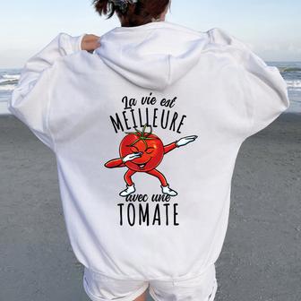 Dabbing Laie Est Meilleure Avec Une Tomate Sweat à capuche oversize pour femme avec imprimé dans le dos - Cadeauxyz