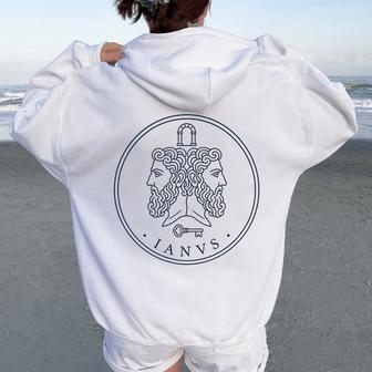 Dios Romano De Las Puertas Arte De La Mitología De La Antigua Roma Women Oversized Hoodie Back Print - Regaloses