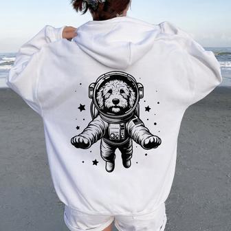 Dog Dad Mompace 宇宙飛行士ゴールデンドゥードル レディース オーバーサイズ パーカー バックプリント - Kawaiitshirt