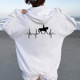 Doma Clásica Equitación Heartline Caballo Cardiograma Women Oversized Hoodie Back Print - Regaloses
