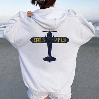 Eatleep Fly Avión Avión Amante Regalo Hombres Es Women Oversized Hoodie Back Print - Regaloses