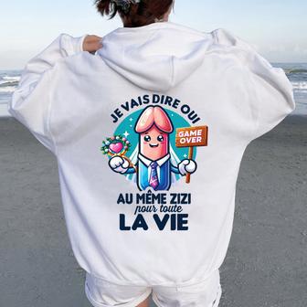 Enterrementie Jeune Fille Original Même Zizi Cadeau Bride Haut De Gamme Sweat à capuche oversize pour femme avec imprimé dans le dos - Cadeauxyz