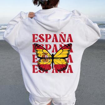 España Mariposa Española Chica Española España Women Oversized Hoodie Back Print - Regaloses