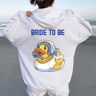 Fiesta De Pato De Goma De Team Bride Despedida Deoltera Para In Mangas Women Oversized Hoodie Back Print - Regaloses