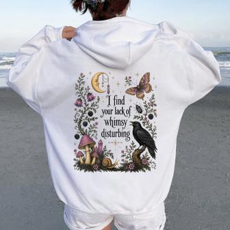 I Find Your Lack Of Whimsy Disturbing Mushroom Crow Gothic Women Oversized Hoodie Back Print - Thegiftio UK