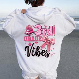 First Day Of 3Rd Grade Vibes Pink Bow Kids Girl Teachers Women Oversized Hoodie Back Print - Thegiftio UK