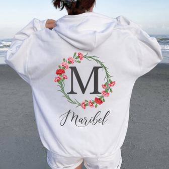 Floral Maribel Nombre Flores Nombre Personalizado Maribel Women Oversized Hoodie Back Print - Regaloses