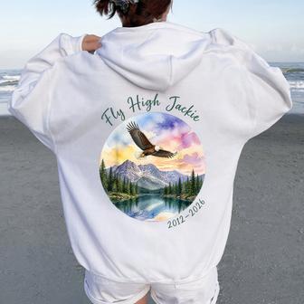 Fly High Jackie Forever Our Queen Memorial Bald Eagle Women Oversized Hoodie Back Print | Seseable UK