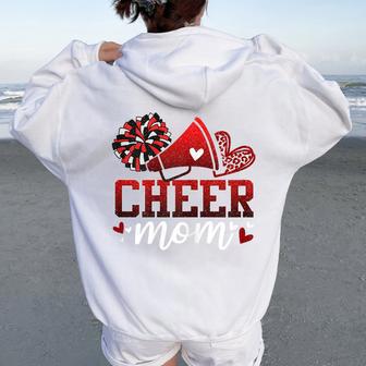 Football Cheer Mom Red Black Pom Leopard Cheerleader Women Oversized Hoodie Back Print - Thegiftio UK