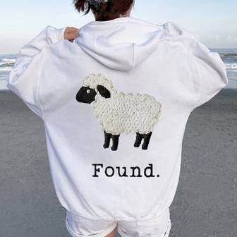 Found Sheep Psalm 23 Christian Faith Lamb Minimalist Women Oversized Hoodie Back Print - Thegiftio UK