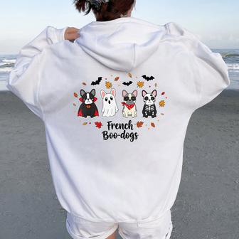 French Boo-Dog Halloween Ghost French Bulldog Fall Autumn Women Oversized Hoodie Back Print - Thegiftio UK