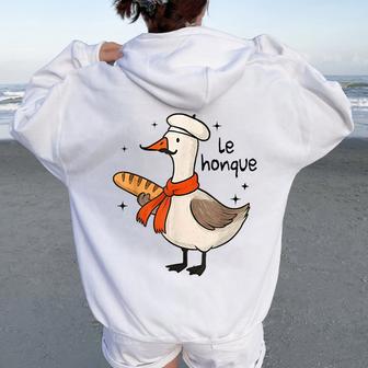 French Goose Le Honque French Meme Geese Duck Lover Women Oversized Hoodie Back Print - Thegiftio UK