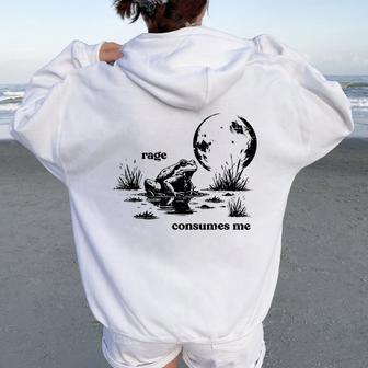 Frog Rage Consumes Me Meme Humor Sarcastic Women Women Oversized Hoodie Back Print - Thegiftio UK