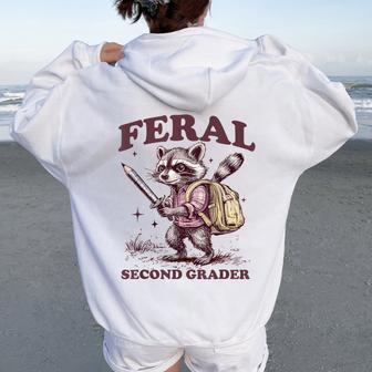 Back To School Raccoon Feral Second Grader 2Nd Grade Women Oversized Hoodie Back Print - Thegiftio UK