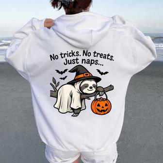 Halloween Sloth Sleeping No Trick Or Treat Just Nap Women Oversized Hoodie Back Print - Thegiftio UK