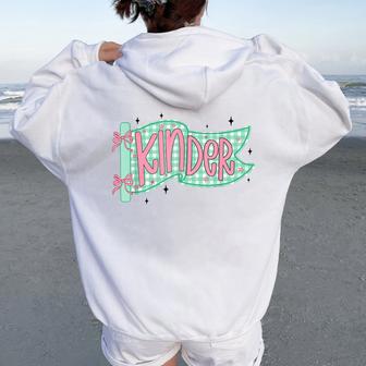 Kindergarten Teacher Pennant Flag Cute Back To School Women Oversized Hoodie Back Print - Thegiftio UK