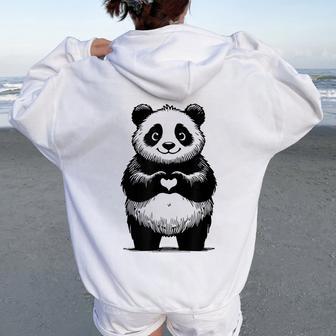 I Love Pandas 面白い、パンダが大好き レディース オーバーサイズ パーカー バックプリント - Kawaiitshirt