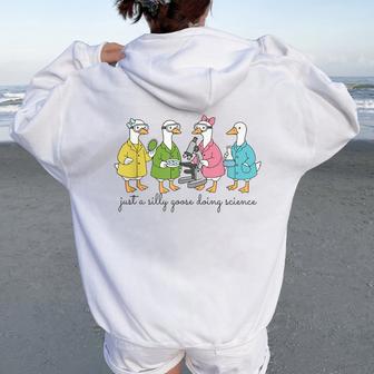 Microbiology Silly Goose Science Teacher Microscope Women Oversized Hoodie Back Print - Thegiftio UK