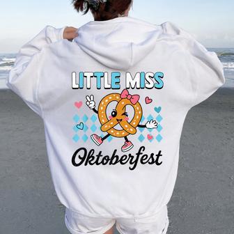 Miss Oktoberfest Pretzel German Girls Kids Toddler Women Oversized Hoodie Back Print - Thegiftio UK