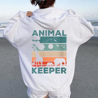 Gardien Animal Graphique Rétro Zoo Pour Amoureux Des Animaux Zoo Sweat à capuche oversize pour femme avec imprimé dans le dos - Cadeauxyz