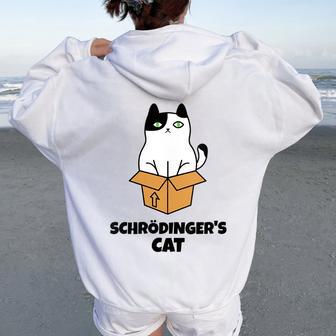 Gato Dechrödinger Cuello Women Oversized Hoodie Back Print - Regaloses