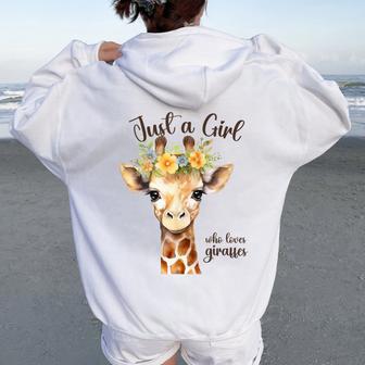 Giraffe Birthday Girl Party Costume Wild African Animals Women Oversized Hoodie Back Print - Thegiftio UK