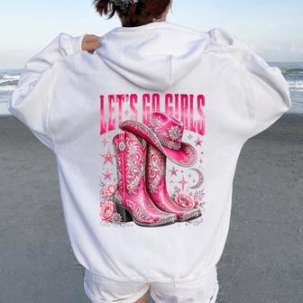 Lets Go Girls Western Country Graphic Cowgirl Women Oversized Hoodie Back Print - Thegiftio UK