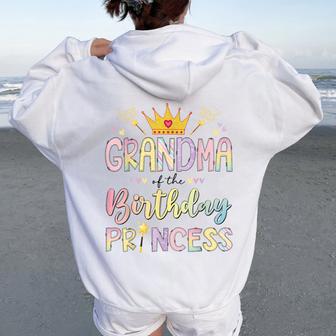 Grandma Of The Birthday Princess Girl Party Matching Family Women Oversized Hoodie Back Print - Thegiftio UK