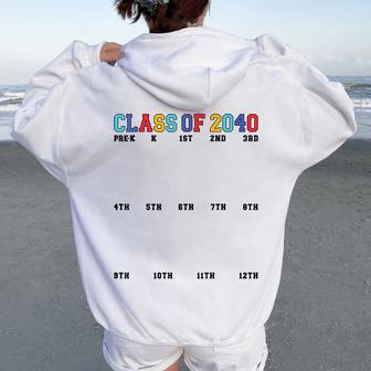 Grow With Me Class Of 2040 Handprint Prek 12Th Grade Pre K Women Oversized Hoodie Back Print - Thegiftio UK