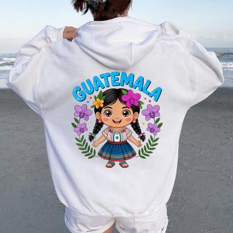 Guatemalan Girl Flag Culture Pride For Girls Kids Women Oversized Hoodie Back Print - Thegiftio UK