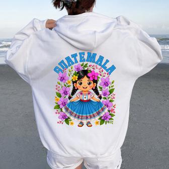 Guatemalan Girl Folkloric Dress Guatemala Hispanic Heritage Women Oversized Hoodie Back Print - Thegiftio UK