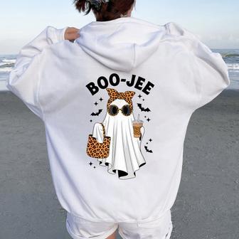 Halloween Boo-Jee Girly Ghost Preppy Boujee Kids Girls Women Oversized Hoodie Back Print - Thegiftio UK