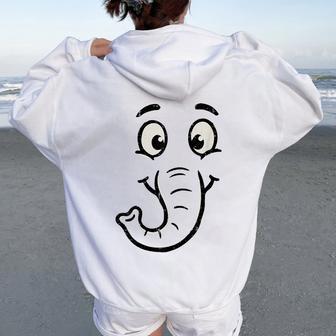 Halloween Elephant Face Cute Animal Costume Kids Women Women Oversized Hoodie Back Print - Thegiftio UK