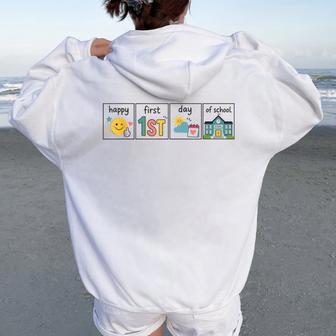 Happy First Day Of School Teacher Back To School Student Women Oversized Hoodie Back Print | Seseable UK