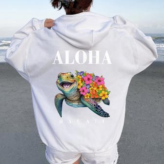 Hawaiian Sea Turtle For N Girls Aloha Hawaii Women Oversized Hoodie Back Print - Thegiftio UK
