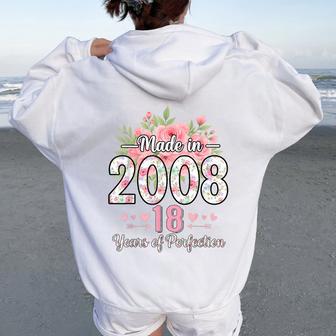 Hecho En 2008 Regalos Florales De 18 Cumpleaños Para Es De 18 Años Women Oversized Hoodie Back Print - Regaloses