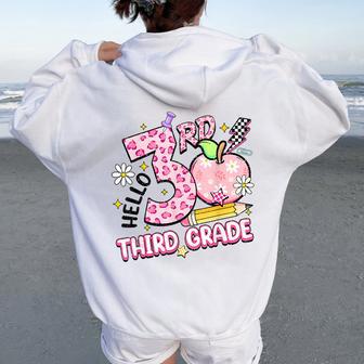 Hello Third Grade Back To School Cute 3Rd Grade Girls Kids Women Oversized Hoodie Back Print - Thegiftio UK