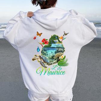 Île Maurice Océan Indien Paradis Tropical Homme Enfant Haut De Gamme Sweat à capuche oversize pour femme avec imprimé dans le dos - Cadeauxyz