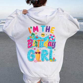 I'm The Birthday Girl Pool Party Beach Family Matching Women Oversized Hoodie Back Print - Thegiftio UK