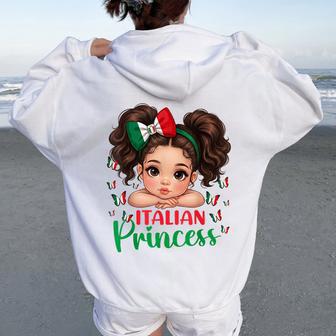 Italian Princess For Girls Italy Flag Girl Kids Toddler Women Oversized Hoodie Back Print - Thegiftio UK