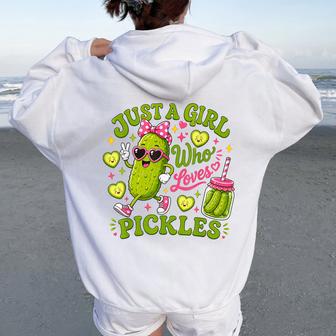 Just A Girl Who Loves Pickles Pickle Lover Women Oversized Hoodie Back Print - Thegiftio UK