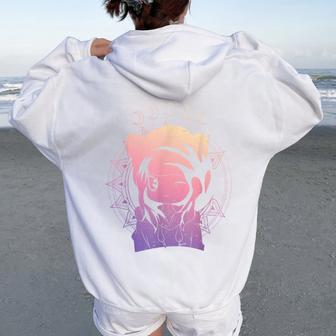 Kawaii Anime Japonaise Otaku Girl Croissant De Lune Pastel Goth Sweat à capuche oversize pour femme avec imprimé dans le dos - Cadeauxyz