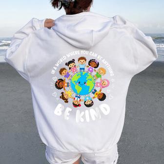 Be Kind Anti-Bullying Unity Day Orange Kindness Girl Boy Kid Women Oversized Hoodie Back Print - Thegiftio UK