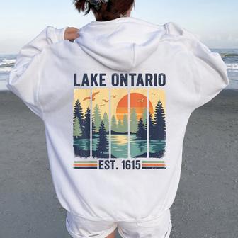 Lake Ontario Est 1615 Great Lakes Women Women Oversized Hoodie Back Print - Thegiftio UK