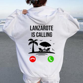 Lanzarote Está Llamando Un Divertido Recuerdo Deacaciones Deerano Women Oversized Hoodie Back Print - Regaloses