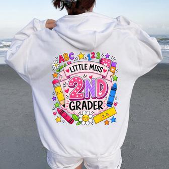 Little Miss 2Nd Grade Cute First Day Of Second Grade Girls Women Oversized Hoodie Back Print - Thegiftio UK