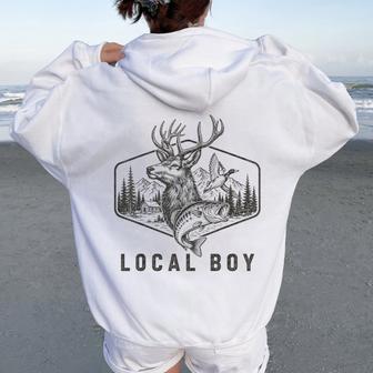Local Boy Deer Duck Fishing Camo Hunting Youth Ns Kids Women Oversized Hoodie Back Print - Thegiftio UK