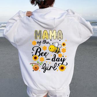 Mama Of The Bee-Day Girl Bee Birthday Party Women Oversized Hoodie Back Print - Thegiftio UK