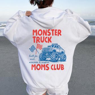 Mama Monster Truck Moms Club Birthday Matching Family Mom Women Oversized Hoodie Back Print - Thegiftio UK